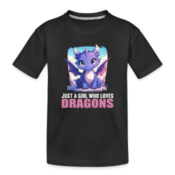 Drachen Drache - Kinder Premium Bio T-Shirt - Schwarz - Vorne