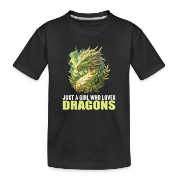 Drachen Drache - Kinder Premium Bio T-Shirt - Schwarz - Vorne
