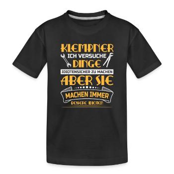 Heating Engineer Heating Construction Plumber Plumber - Kids' Premium Organic T-Shirt - black - Front