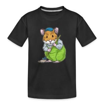 Hamster Cleaning Mop - Kids' Premium Organic T-Shirt - black - Front