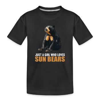 Sun Bear Malaienbär - Kinder Premium Bio T-Shirt - Schwarz - Vorne