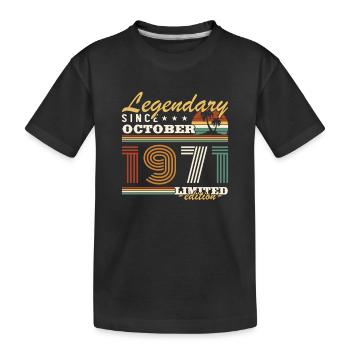October 1971 Vinatge Retro Birthday Gift - Kids' Premium Organic T-Shirt - black - Front