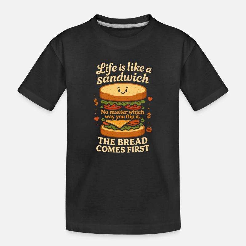 La vie est comme un sandwich, peu importe comment on la regarde. - T-shirt bio Premium Enfant - noir