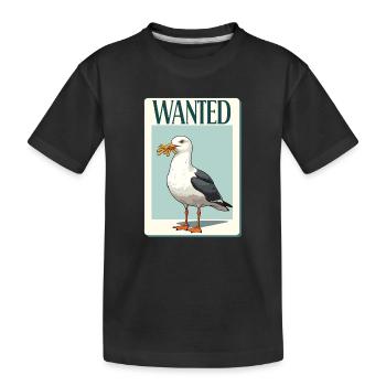 Wanted Möwe Mit Pommes - Kinder Premium Bio T-Shirt - Schwarz - Vorne