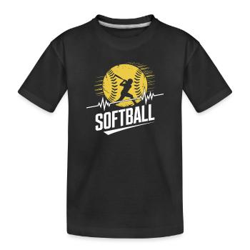 Softball - Kinder Premium Bio T-Shirt - Schwarz - Vorne