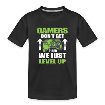 Gamer Level Up Motivierendes Design - Kinder Premium Bio T-Shirt - Schwarz - Vorne