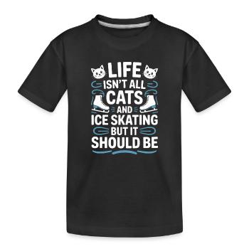 Chat de patinage sur glace Cadeau de patin à glace amusant - T-shirt bio Premium Enfant - noir - Devant