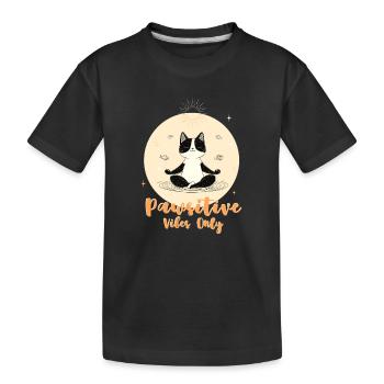 Calm Cat Meditation Illustration - Kids' Premium Organic T-Shirt - black - Front