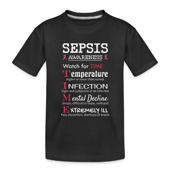 Éducation sur la septicémie - Faites attention au guide TIME - T-shirt bio Premium Enfant - noir - Devant