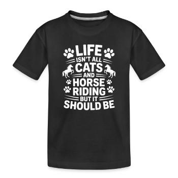 Riding Saying Cats Rider Horses Riding Gift - Kids' Premium Organic T-Shirt - black - Front