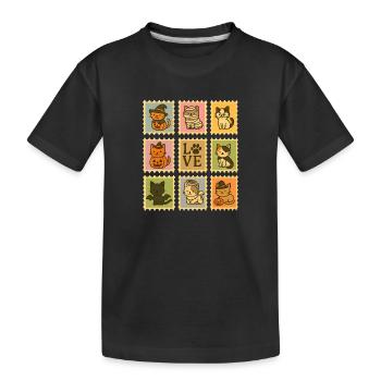 Halloween-Katzen-Sammlung Illustration - Kinder Premium Bio T-Shirt - Schwarz - Vorne