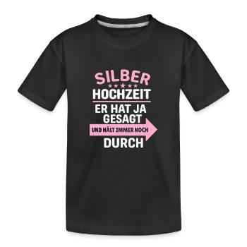 Humorous Silver Saying T-Shirt for Weddings - Kids' Premium Organic T-Shirt - black - Front