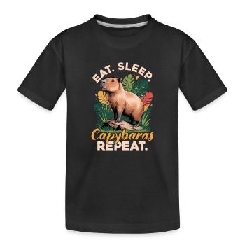Funny aesthetic Kawaii Capybara - Kids' Premium Organic T-Shirt - black - Front