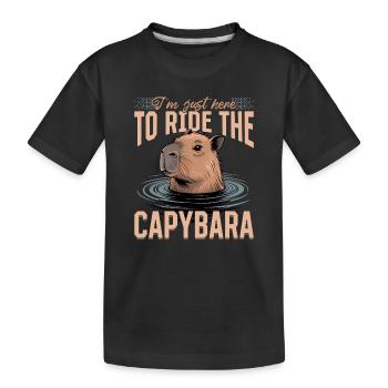 Funny aesthetic Kawaii Capybara - Kids' Premium Organic T-Shirt - black - Front