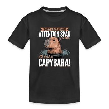 Funny aesthetic Kawaii Capybara - Kids' Premium Organic T-Shirt - black - Front