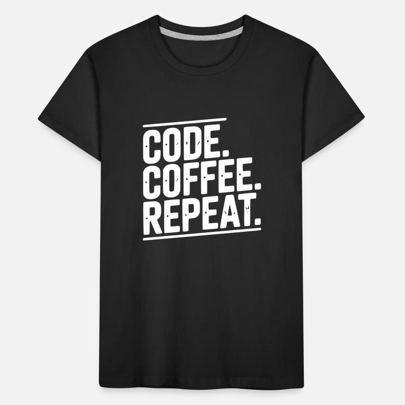 Codice Coffee Repeat Maglietta ecologica premium per bambini