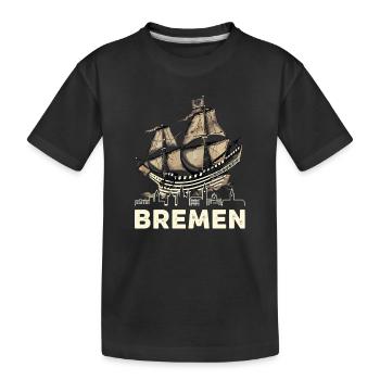 Historic Bremen Hanseatic Cog - Kids' Premium Organic T-Shirt - black - Front