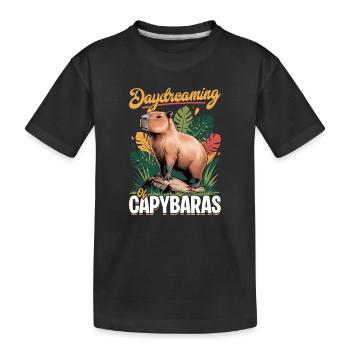 Funny aesthetic Kawaii Capybara - Kids' Premium Organic T-Shirt - black - Front