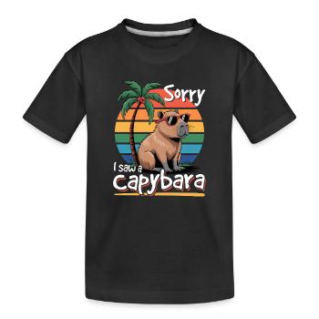 Funny aesthetic Kawaii Capybara - Kids' Premium Organic T-Shirt - black - Front