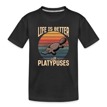 Funny aesthetic Kawaii Platypus - Kids' Premium Organic T-Shirt - black - Front