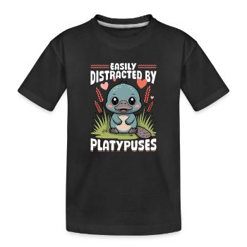 Funny aesthetic Kawaii Platypus - Kids' Premium Organic T-Shirt - black - Front