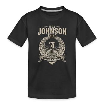 Johnson Thing Wappen T-Shirt - Kinder Premium Bio T-Shirt - Schwarz - Vorne