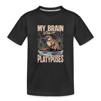 Funny aesthetic Kawaii Platypus - Kids' Premium Organic T-Shirt - black - Front