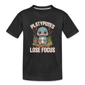 Funny aesthetic Kawaii Platypus - Kids' Premium Organic T-Shirt - black - Front