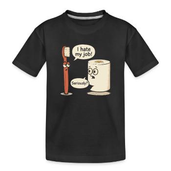 Brosse à dents drôle et papier toilette dessin animé - T-shirt bio Premium Enfant - noir - Devant