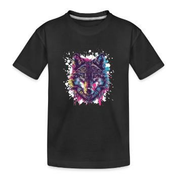 Loup Animal Éclaboussure de Couleur - T-shirt bio Premium Enfant - noir - Devant