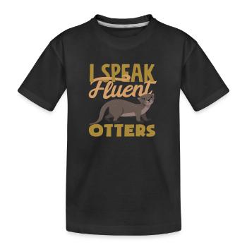 Sea Otters Speak Fluently - Kids' Premium Organic T-Shirt - black - Front