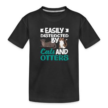 Seeotter Cartoon Katzen - Kinder Premium Bio T-Shirt - Schwarz - Vorne