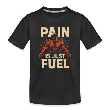 Schmerz ist nur Treibstoff: feurige Kraft - Kinder Premium Bio T-Shirt - Schwarz - Vorne