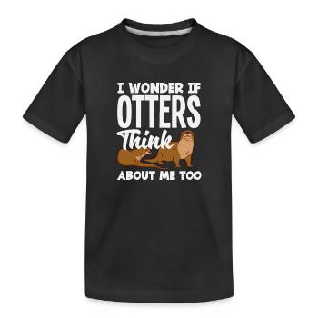 Seeotter Cartoon Denk An Mich - Kinder Premium Bio T-Shirt - Schwarz - Vorne