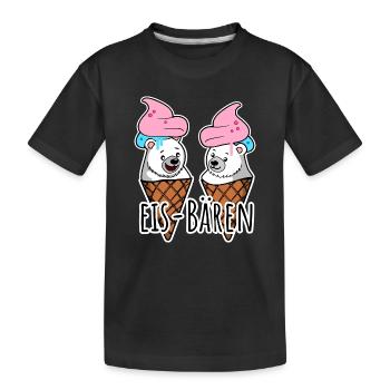 Zwei leckere Eis Bären an der Eisdiele - Kinder Premium Bio T-Shirt - Schwarz - Vorne