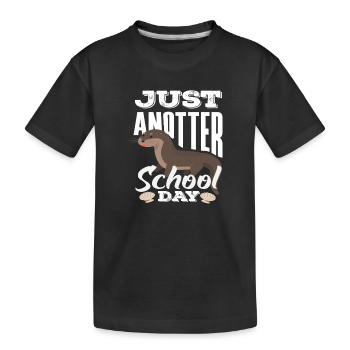Seeotter Cartoon School Day - Kinder Premium Bio T-Shirt - Schwarz - Vorne
