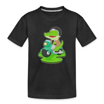 Krokodil Motorroller - Kinder Premium Bio T-Shirt - Schwarz - Vorne