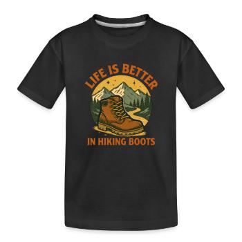 Hiking Boots Hikers - Kids' Premium Organic T-Shirt - black - Front