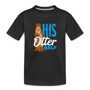 Seeotter Cartoon Seine Otter Hälfte - Kinder Premium Bio T-Shirt - Schwarz - Vorne