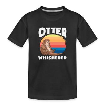 Seeotter Cartoon Retro Flüsterer - Kinder Premium Bio T-Shirt - Schwarz - Vorne