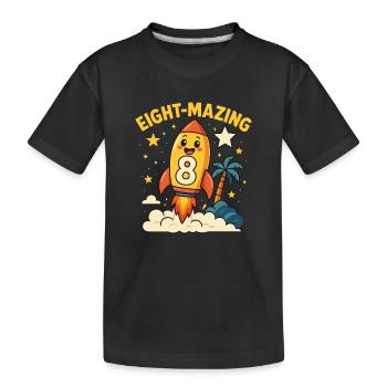 Eight-Mazing Rocket Space Theme Eighth Birthday - Kinder Premium Bio T-Shirt - Schwarz - Vorne