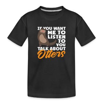 Conversation sur la loutre de mer dessin animé - T-shirt bio Premium Enfant - noir - Devant