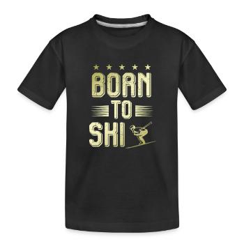 geboren zum ski - Kinder Premium Bio T-Shirt - Schwarz - Vorne