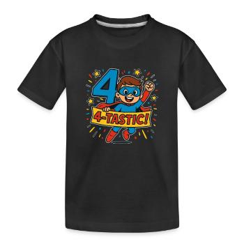 4 TASTIC Superhero Birthday Party Gift For Four - Kinder Premium Bio T-Shirt - Schwarz - Vorne