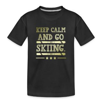 Keep calm ski - Kinder Premium Bio T-Shirt - Schwarz - Vorne