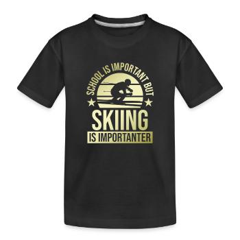 L’école est importante Le ski plus important - T-shirt bio Premium Enfant - noir - Devant
