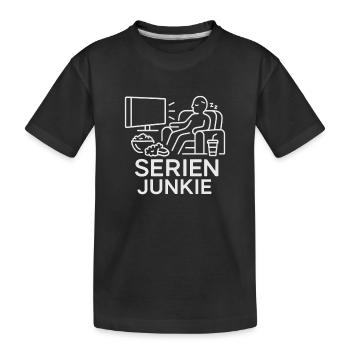 Serien Junkie auf der Couch - Kinder Premium Bio T-Shirt - Schwarz - Vorne