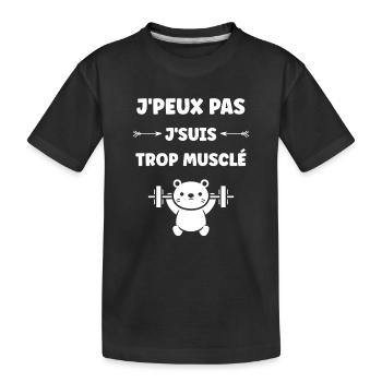 Muskulöser Bär im Fitnessstudio - Kinder Premium Bio T-Shirt - Schwarz - Vorne