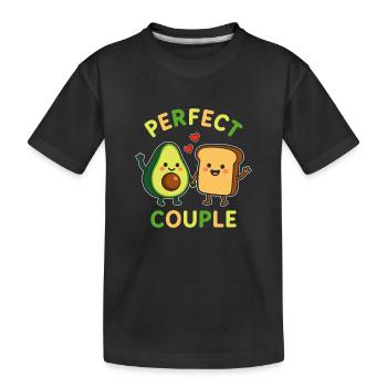 Couple parfait avocat et toast amour - T-shirt bio Premium Enfant - noir - Devant