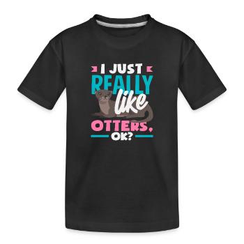 Realy Like Sea Otter Cartoon - Kinder Premium Bio T-Shirt - Schwarz - Vorne